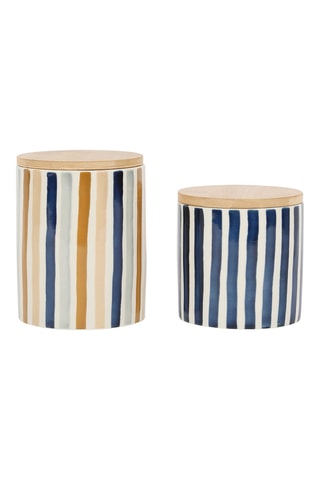 2 pots en grès et bambou - 10 x 13 et 10,5 x 10,5 cm