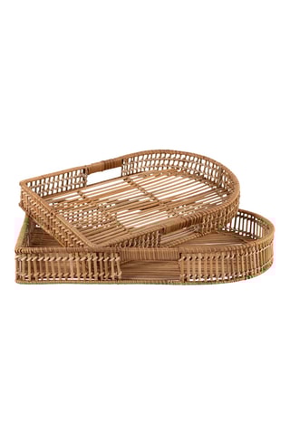 2 plateaux en rotin Funky - 38 x 6 x 26 et 44 x 6 x 30 cm
