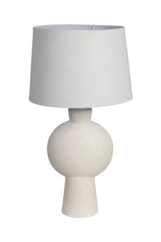 Lampe à poser en céramique et lin Klosen - Blanc