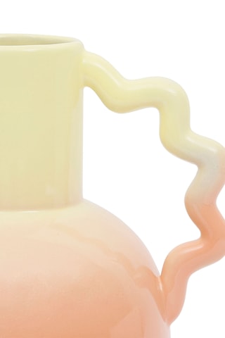 Vase pichet en grès Lumi - 24 cm - Corail et jaune