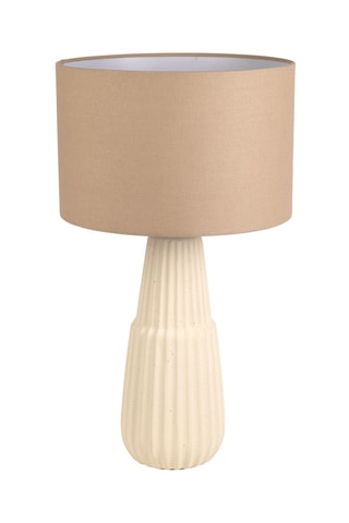 Lampe à poser en céramique et lin Minera - Ecru et beige