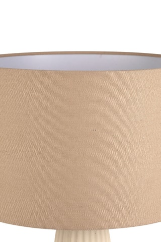 Lampe à poser en céramique et lin Minera - Ecru et beige