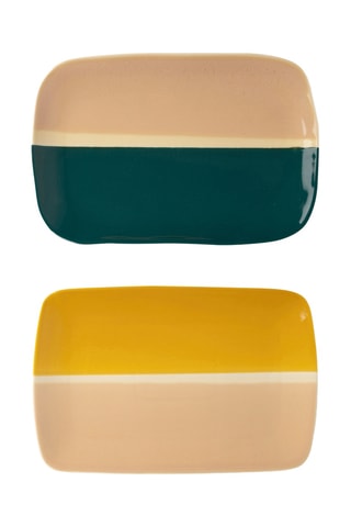 2 plats de service en porcelaine Funky - 28 x 18 cm