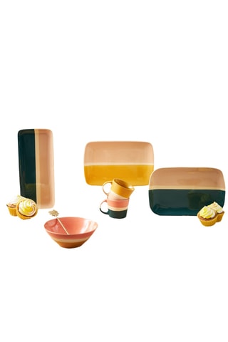 2 plats de service en porcelaine Funky - 28 x 18 cm