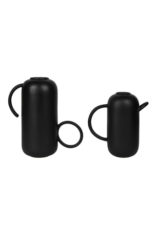 2 vases en grès Arty - 24,5 et 20 cm - Noir