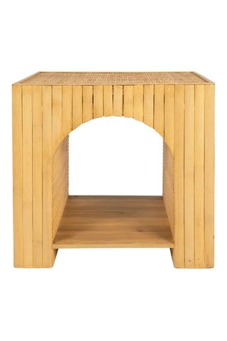 Table chevet en bambou, sapin et rotin Saori - 40 x 40 x 30 cm