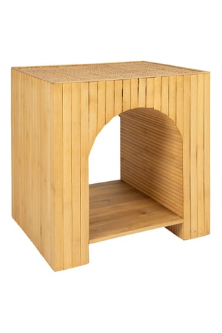 Table chevet en bambou, sapin et rotin Saori - 40 x 40 x 30 cm