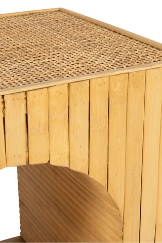 Table chevet en bambou, sapin et rotin Saori - 40 x 40 x 30 cm
