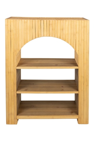 Etagère 3 niveaux en bambou, sapin et rotin Saori - Naturel