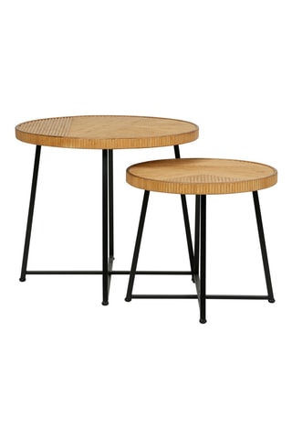 2 tables basses gigognes en bambou et rotin Saori - 58 x 50/45 x 40 cm