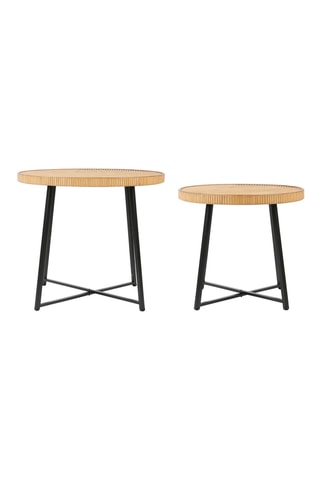 2 tables basses gigognes en bambou et rotin Saori - 58 x 50/45 x 40 cm