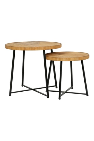 2 tables basses gigognes en bambou et rotin Saori - 58 x 50/45 x 40 cm