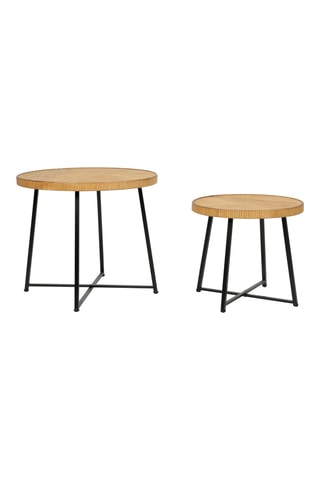 2 tables basses gigognes en bambou et rotin Saori - 58 x 50/45 x 40 cm