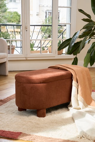 Banc-coffre Tessia - Marron clair - En polyester