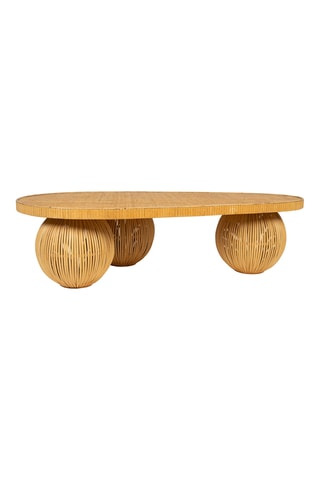Table basse en rotin, bambou et sapin Tamba - 119 x 66 x 33 cm