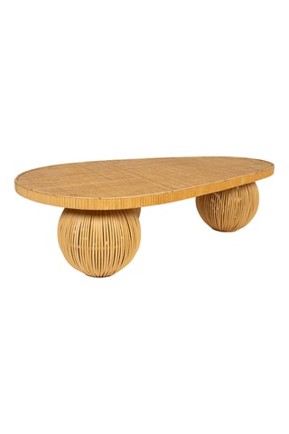 Table basse en rotin, bambou et sapin Tamba - 119 x 66 x 33 cm