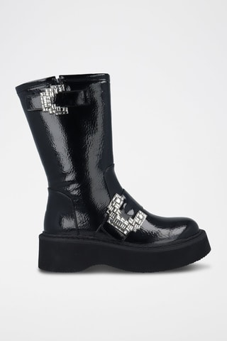 Bottines plateformes en cuir vegan - Noir