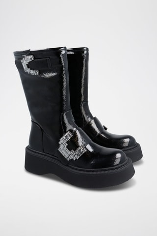 Bottines plateformes en cuir vegan - Noir
