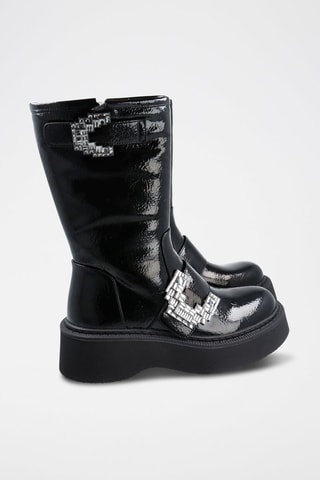 Bottines plateformes en cuir vegan - Noir