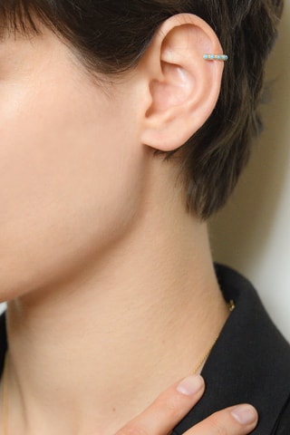 Earcuff Marla Ouro amarelo e turquesas
