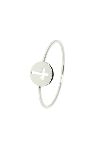 Anel Croix Dorée Ouro branco