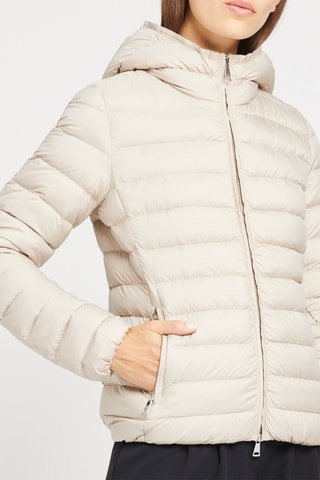 Gewatteerde Jas met Capuchon Beige
