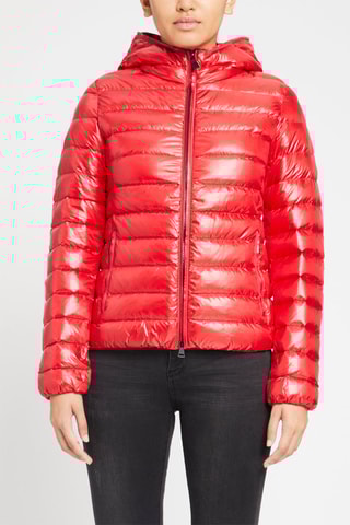 Doudoune brillante à capuche Rouge brillant