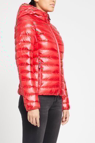 Doudoune brillante à capuche Rouge brillant