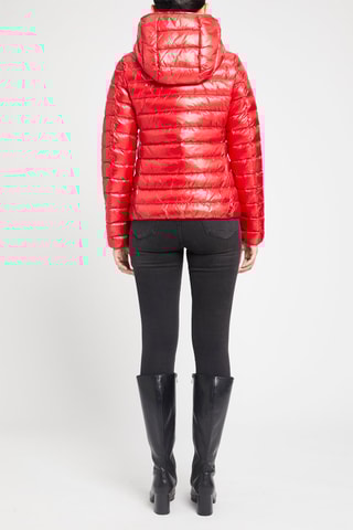 Doudoune brillante à capuche Rouge brillant