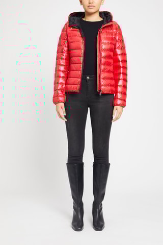 Doudoune brillante à capuche Rouge brillant