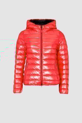 Doudoune brillante à capuche Rouge brillant