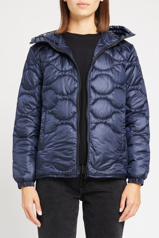 Gewatteerde Jas met Capuchon Marineblauw
