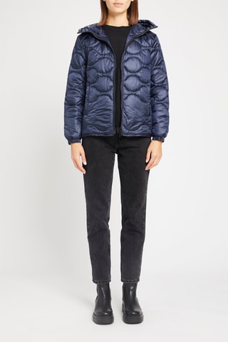 Gewatteerde Jas met Capuchon Marineblauw