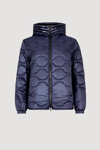 Gewatteerde Jas met Capuchon Marineblauw
