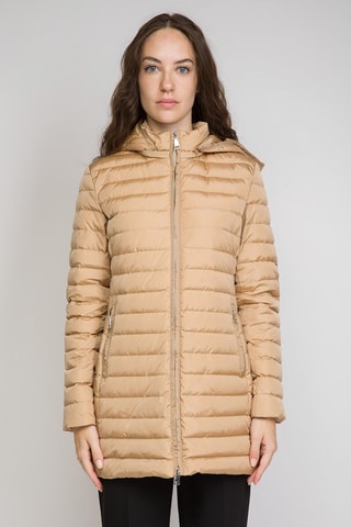Doudoune longue à capuche - Crème