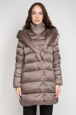 Doudoune longue à capuche - Mauve
