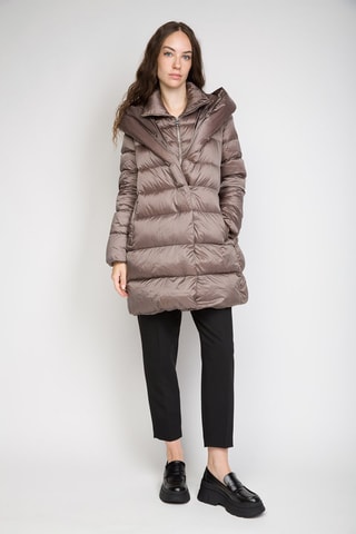 Doudoune longue à capuche - Mauve