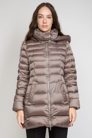 Doudoune longue à capuche - Mauve