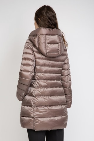 Doudoune longue à capuche - Mauve