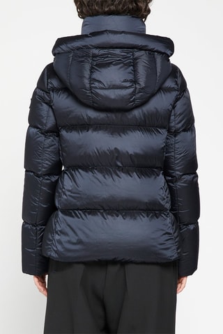 Gewatteerde Korte Jas met Capuchon Marineblauw