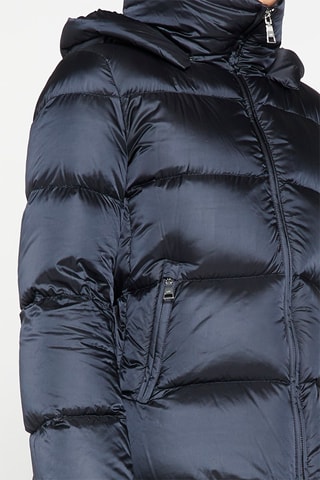 Gewatteerde Korte Jas met Capuchon Marineblauw