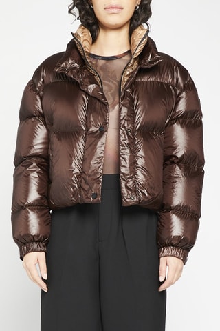 Korte Gewatteerde Jas Bruin en Beige