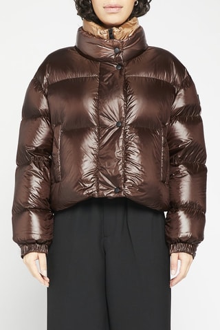 Korte Gewatteerde Jas Bruin en Beige