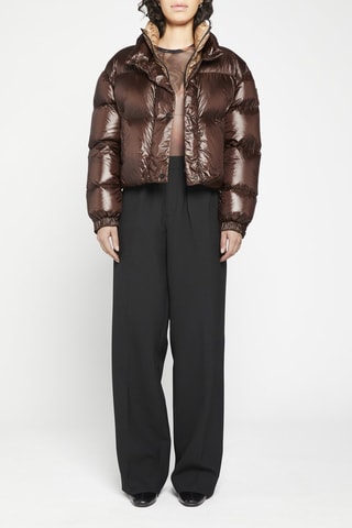 Korte Gewatteerde Jas Bruin en Beige