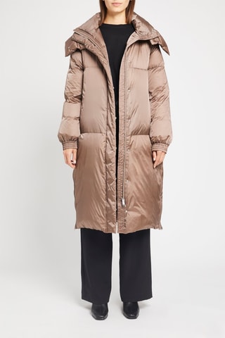 Doudoune brillante longue Marron