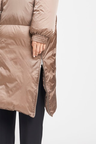 Doudoune brillante longue Marron