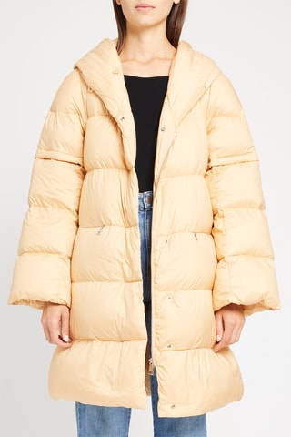 Doudoune midi à capuche Beige