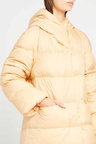 Doudoune midi à capuche Beige