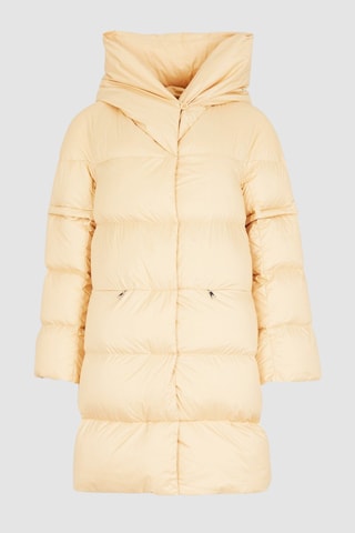 Doudoune midi à capuche Beige