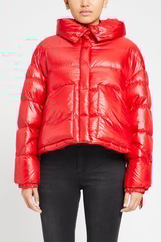 Gewatteerde Jas met Capuchon Rood